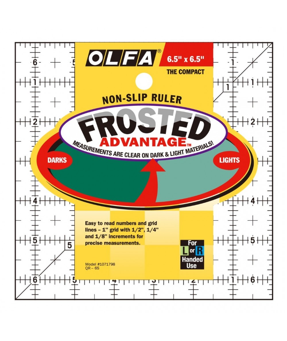 Righello Patchwork 6.5 x 6.5 pollici Quadrato - OLFA Non Slip, Frosted Olfa - 1