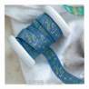 Acufactum Webband Sommernachtstraum - Nastro 100% Poliestere Blu con Fiori e Folletti - 16 mm