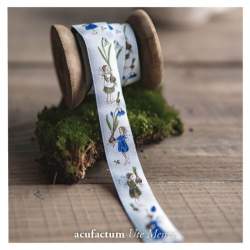 Acufactum Webband Frühlingselfen - Nastro 100% Poliestere Chiaro con Fiori e Folletti - 16 mm Acufactum - 1