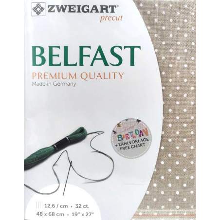 Puro Lino da Ricamo con Pois Bianchi, fili contati 32ct - Zweigart Belfast Petit Point Zweigart - 1