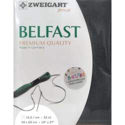 Lino da Ricamo 32ct Grigio Antracite di alta qualità - Zweigart Belfast 48 x 68 cm