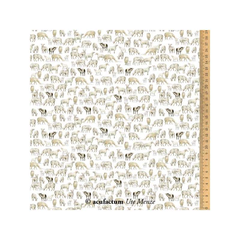 Acufactum Tessuto di cotone Beige con Fiori Autunnali Acufactum - 1 Acufactum Tessuto di cotone Beige con Fiori Autunnali Acufactum - 1