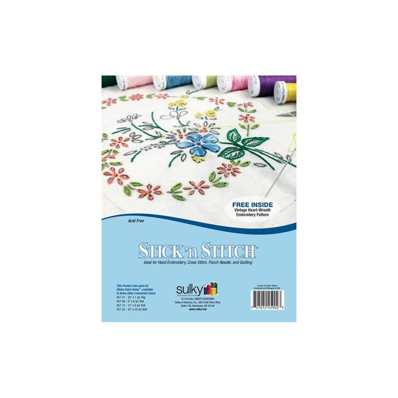 Stick N Stitch, Stabilizzatore Autoadesivo Idrosolubile per Ricamo, 12 fogli Sulky - 2