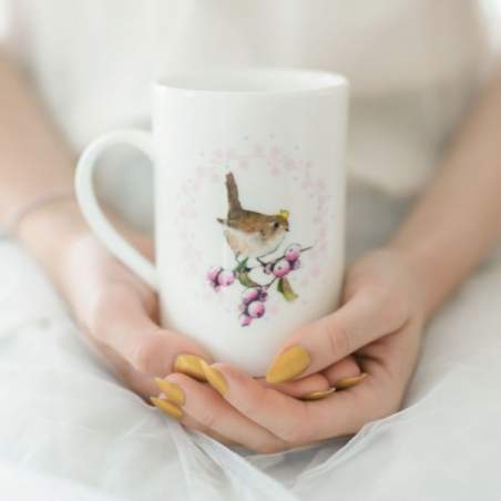 Acufactum Tazza con Decorazione Uccellino con Bacche