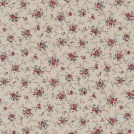 Sevenberry, Tessuto Beige con Fiori Rosa