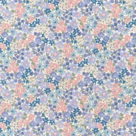 Sevenberry, Tessuto Fiori Rosa Azzurri e Blu