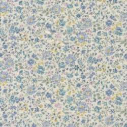 Sevenberry, Tessuto Fondo Panna Fiori Azzurri