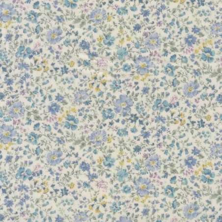 Sevenberry, Tessuto Fondo Panna Fiori Azzurri