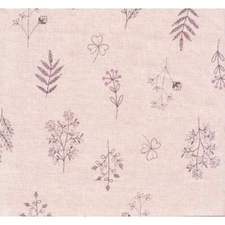 Stim Italia - Tessuto Rosa Chiaro con Piccoli Fiori 50% Cotone e 50% Lino