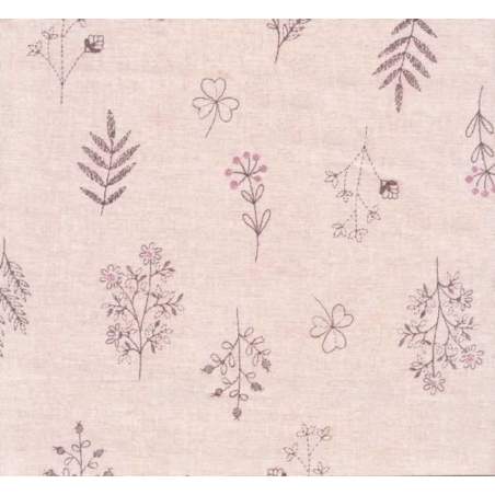 Stim Italia - Tessuto Rosa Chiaro con Piccoli Fiori 50% Cotone e 50% Lino STIM Italia - 1