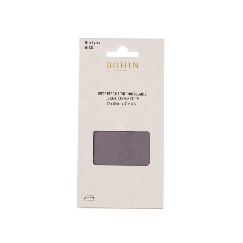 Cotone Percalle da Rammendo Termoadesivo Colore Grigio Bohin - 1