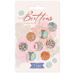 Tilda Cotton Beach Buttons, 8 Bottoni da 14 mm Ricoperti in Tessuto Tilda Fabrics - 1