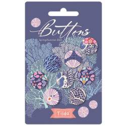 Tilda Cotton Beach Buttons, 8 Bottoni da 17 mm Ricoperti in Tessuto Tilda Fabrics - 1