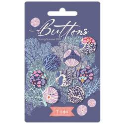 Tilda Cotton Beach Buttons, 8 Bottoni da 17 mm Ricoperti in Tessuto