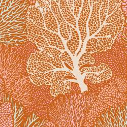 Tilda Cotton Beach Coral Reef Ginger, Tessuto Arancione con Coralli Tilda Fabrics - 1