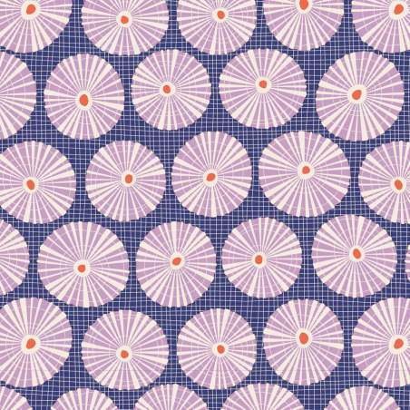 Tilda Cotton Beach Limpet Shell Blue, Tessuto Blu con Patelle di Mare