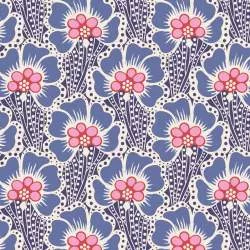Tilda Cotton Beach Ocean Flower Blue, Tessuto Blu con Fiori di Mare Tilda Fabrics - 1