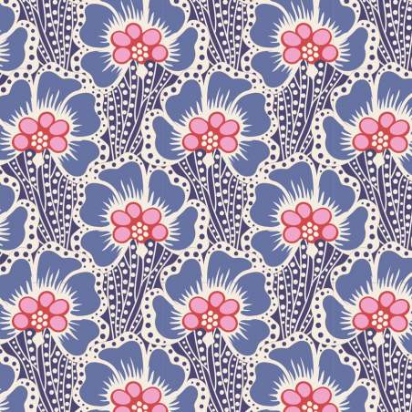 Tilda Cotton Beach Ocean Flower Blue, Tessuto Blu con Fiori di Mare Tilda Fabrics - 1