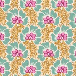 Tilda Cotton Beach Ocean Flower Honey, Tessuto Giallo con Fiori di Mare Tilda Fabrics - 1