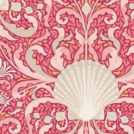 Tilda Cotton Beach Scallop Shell Coral, Tessuto Corallo con Conchiglie Tilda Fabrics - 1