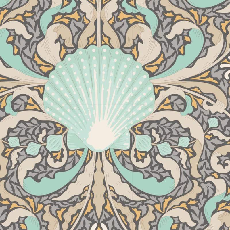 Tilda Cotton Beach Scallop Shell Grey, Tessuto Grigio con Conchiglie Tilda Fabrics - 1 Tilda Cotton Beach Scallop Shell Grey, Tessuto Grigio con Conchiglie Tilda Fabrics - 1
