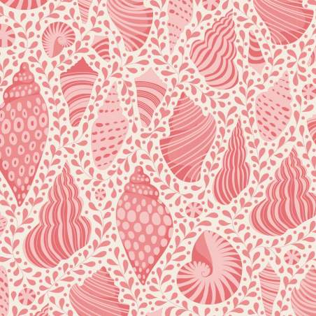 Tilda Cotton Beach Shells Coral, Tessuto Rosso con Conchiglie Tilda Fabrics - 1