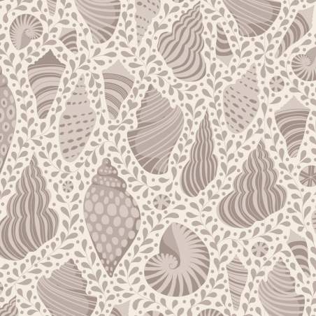 Tilda Cotton Beach Shells Grey, Tessuto Grigio con Conchiglie