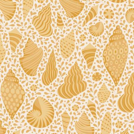 Tilda Cotton Beach Shells Honey, Tessuto Giallo con Conchiglie Tilda Fabrics - 1