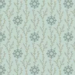 Bluebird by Edyta Sitar Glacier Linen & Lace, Tessuto Azzurro con Rametti e Decori