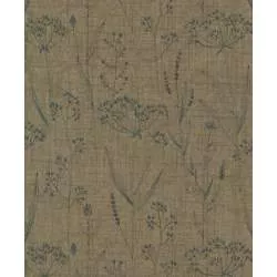 27th Centenary Collection by Yoko Saito, Tessuto Marrone con Disegno Fiori Verdi Sojitz Fashion - 1