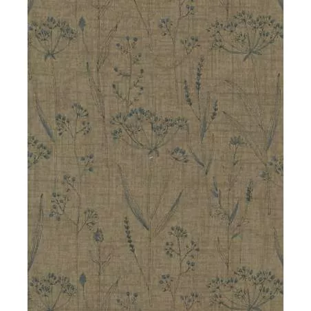 27th Centenary Collection by Yoko Saito, Tessuto Marrone con Disegno Fiori Verdi Sojitz Fashion - 1