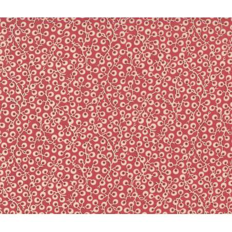 Moda Fabrics La Vie Boheme, Tessuto Rosso con Piccole Bacche Bianche