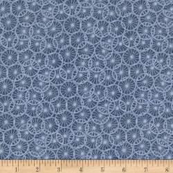 Marcus Fabrics Journey to America, Tessuto Fondo Beige con Disegno Fiori Azzurro Oasis Fabrics - 1