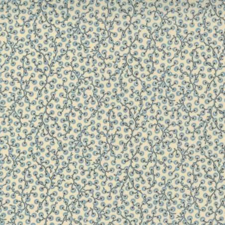 Moda Fabrics French General, Tessuto Panna con Piccoli Fiori Azzurri