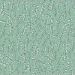 Marcus Fabrics Dance at Dusk, Tessuto Verde Acqua con Piccole Foglie Bianche Marcus Fabrics - 1