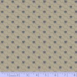 Marcus Fabrics Journey to America, Tessuto Fondo Beige con Disegno Fiori Azzurro Marcus Fabrics - 1