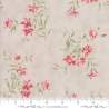 Moda Fabrics Rue 1800, Tessuto Beige con Grandi Fiori Rosa