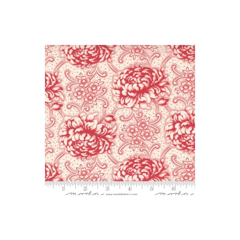 Moda Fabrics Cranberries & Cream, Tessuto Bianco con Fiori Rossi Moda Fabrics - 1