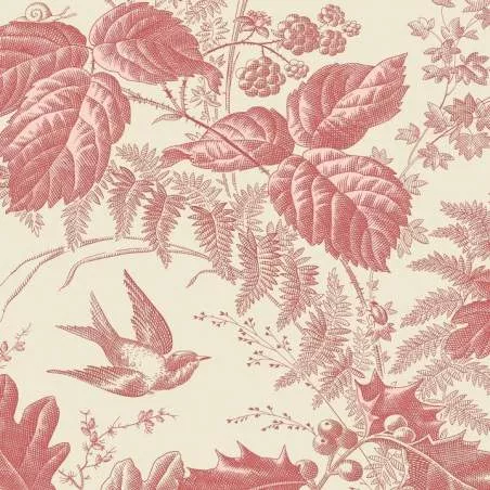 Andover Fabrics Braveheart, Tessuto Panna con Natura Color Corallo