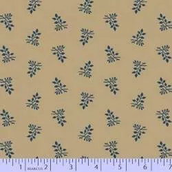 Marcus Fabrics, Tessuto Beige con Fiori Blu