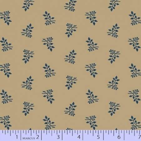 Marcus Fabrics Journey to America, Tessuto Fondo Beige con Disegno Fiori Azzurro Marcus Fabrics - 1