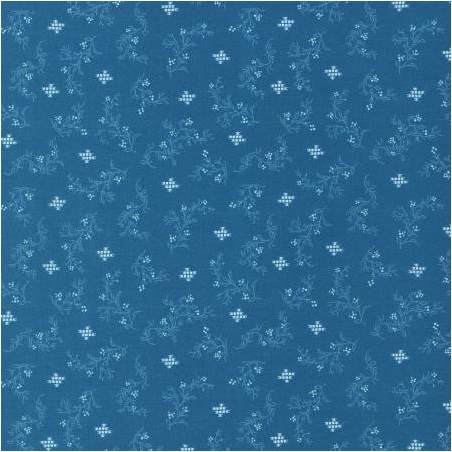Robert Kaufman, Tessuto Blu con Piccole Decorazioni Bianche Robert Kaufman - 1