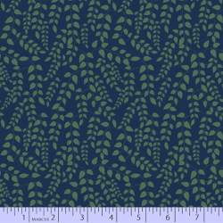 Marcus Fabrics Dance at Dusk, Tessuto Blu con Piccole Foglie Verde Marcus Fabrics - 1