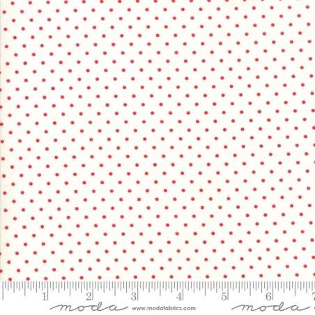 Moda Fabrics Essential Dots - Tessuto Bianco con Pois Rosso