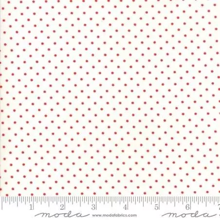 Moda Fabrics Essential Dots - Tessuto Bianco con Pois Rosso