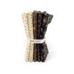 5 Fat Quarter 50 x 55 cm Marrone Nero e Panna, Right as Rain by Kim Diehl