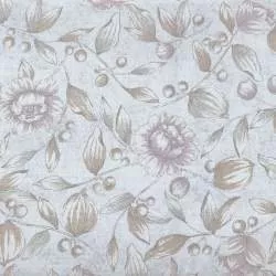 Handworks, Tessuto Grigio con Grandi Fiori Viola e Verdi Sojitz Fashion - 1