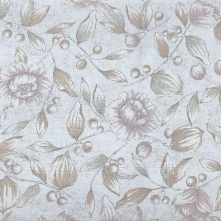 Handworks, Tessuto Grigio con Grandi Fiori Viola e Verdi Sojitz Fashion - 1