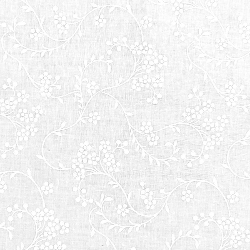 Stim Italia, Tessuto Bianco con Piccoli Rami e Fiori Tono su Tono Stim Italia srl - 1