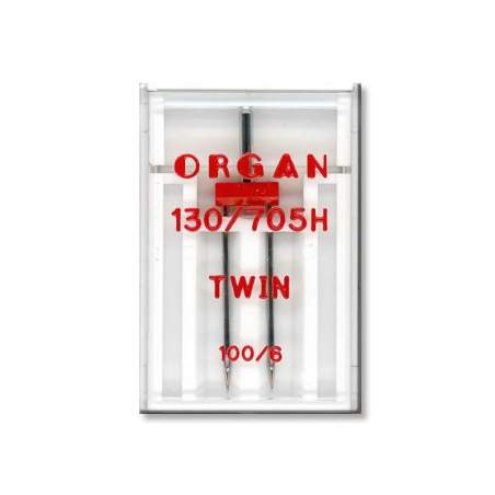 Ago Gemello 100/6 per Macchine Domestiche, 1 Ago Twin 100/6 Organ Needles - 1